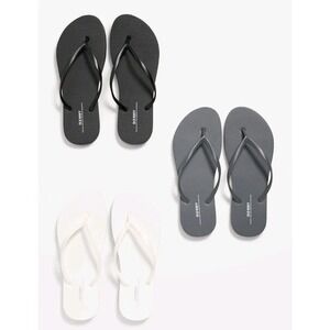 Old Navy Flip Flops 3 Pack Size 9 Sandals White Gray Black Part Plant-Based New